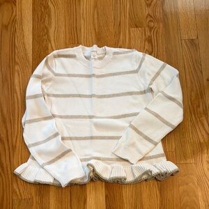 Crewcuts White Sweater with Tan Stripes